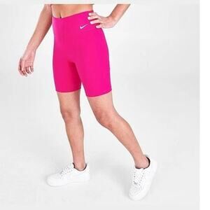 Nike One Women's Mid-Rise 7" Bike Shorts Archaeo Pink/White Size Small